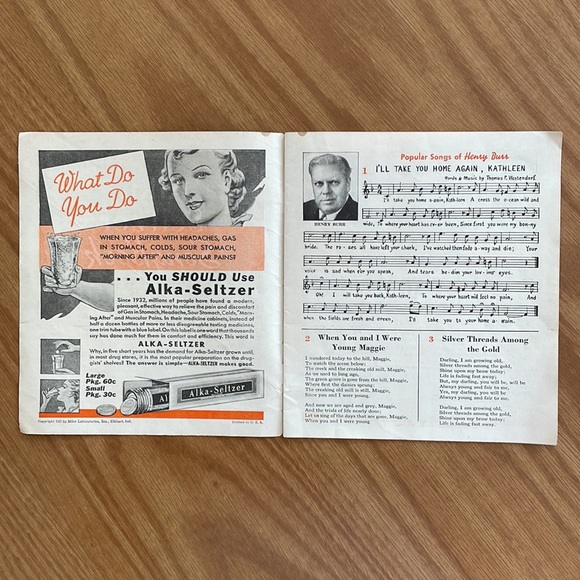 1937 Alka-Seltzer Song Book - Picture 2 of 6